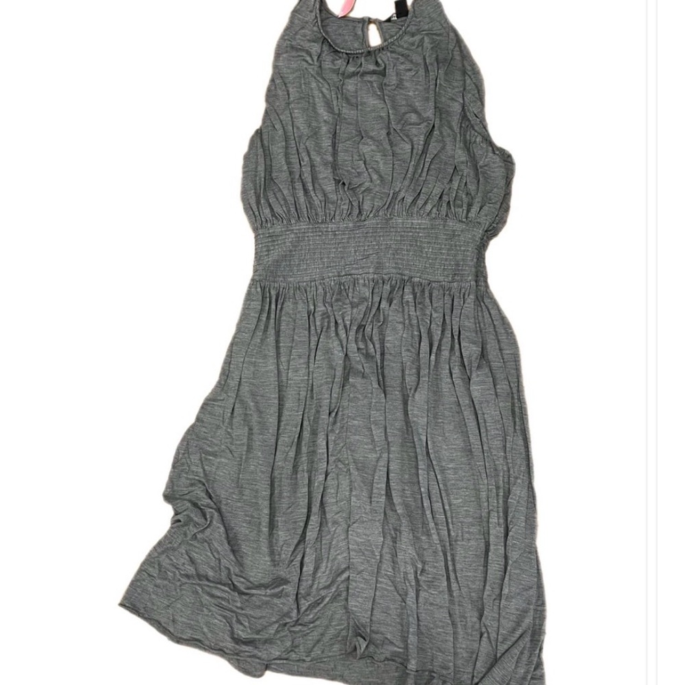 NWOT Banana Republic Gray Halter style Shirred Waist Dress SZ 4 P